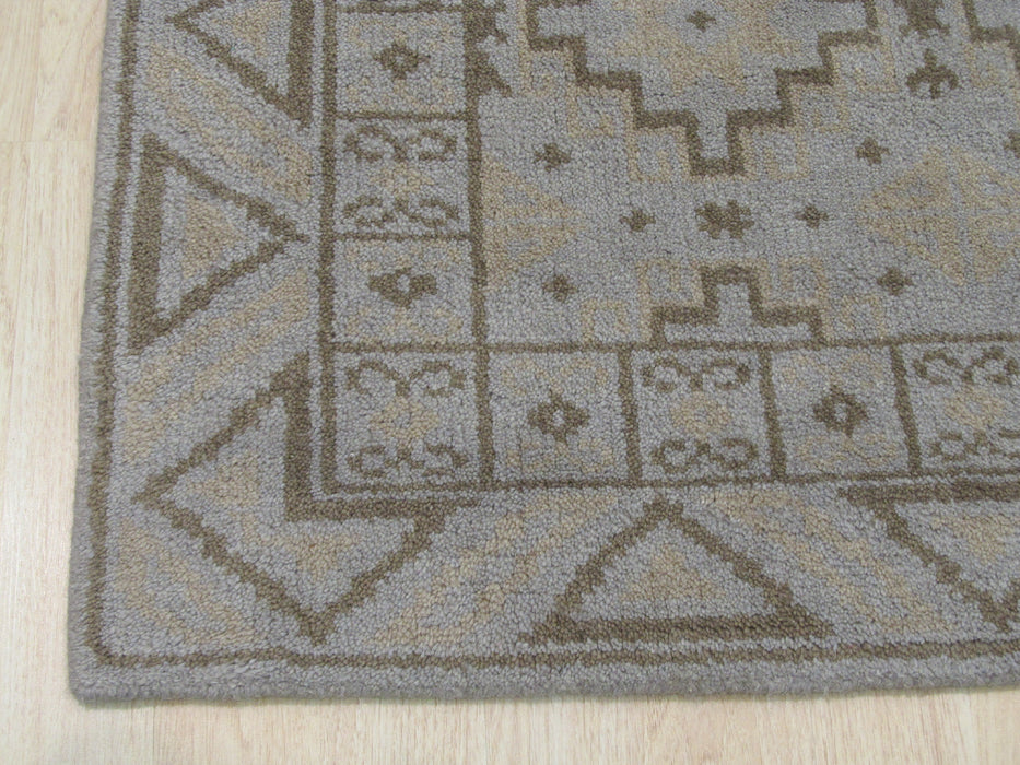 EORC Hand-knotted Wool Gray Traditional Geometric Sivas Rug