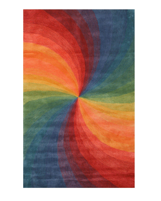 EORC Hand-tufted Wool Lollipop Contemporary Abstract Swirl Rug