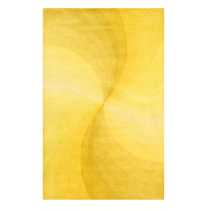 EORC Yellow Hand-Tufted Wool Swirl Rug  Round