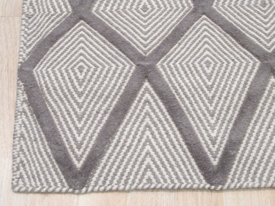 EORC Handmade Wool Gray Transitional Trellis Xavier Rug