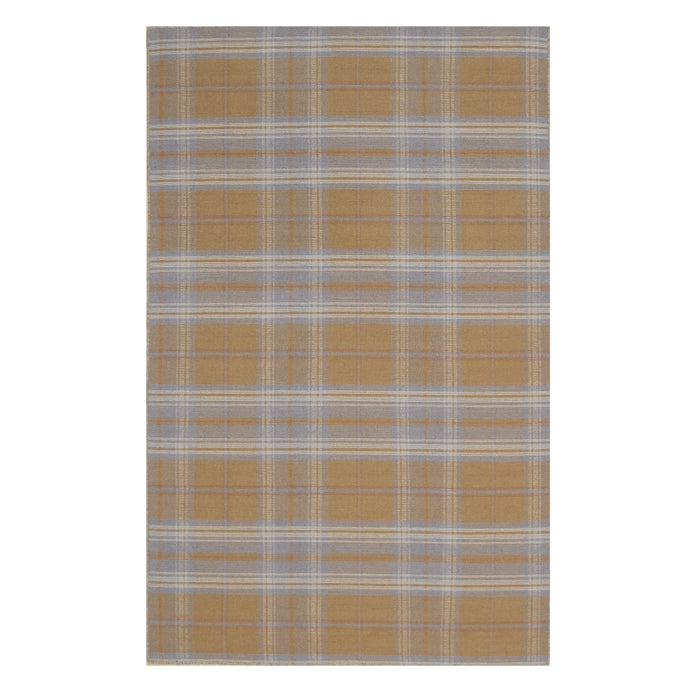 EORC Gold Hand-Tufted Wool Plaid Rug