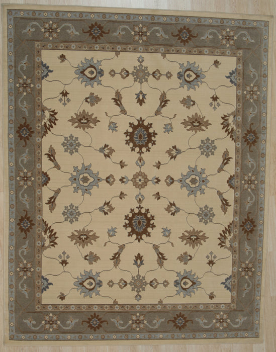 EORC Beige Hand Crafted Wool Oushak Rug