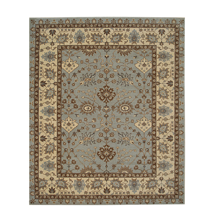 EORC Light Blue Hand Crafted Wool Oushak Rug