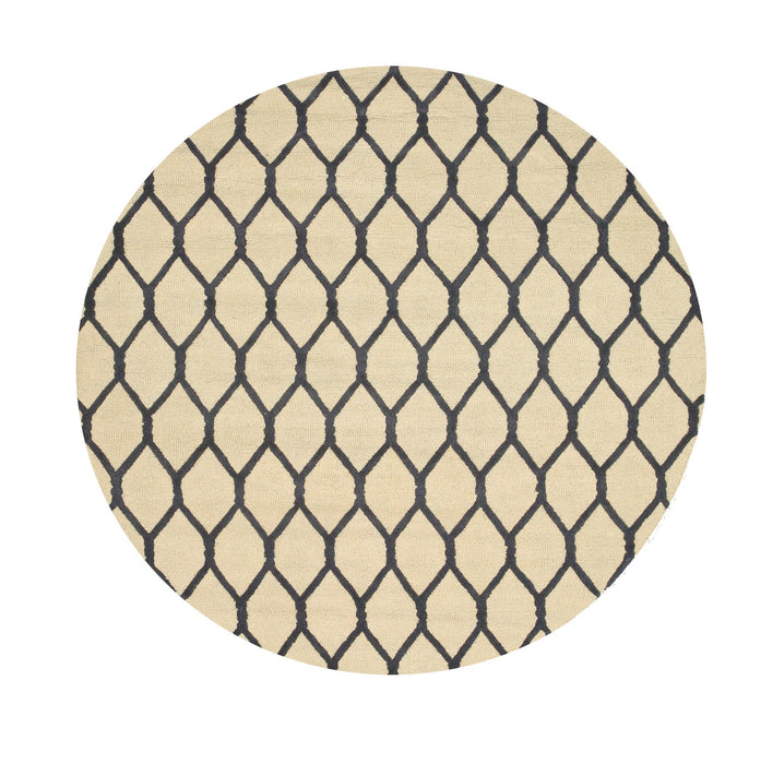 EORC Hand-tufted Wool Beige Transitional Geometric Chain-Link Rug