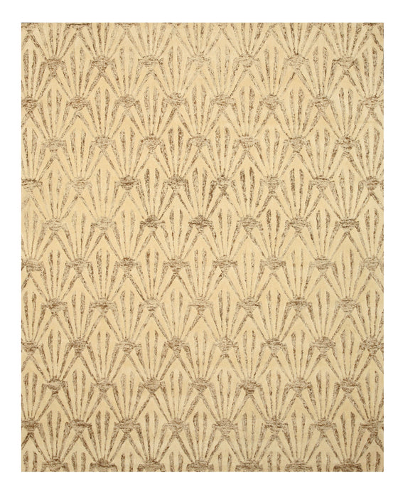 EORC Hand-tufted Wool & Viscose Ivory Transitional Trellis Montego Rug