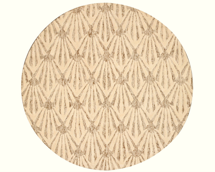 EORC Hand-tufted Wool & Viscose Ivory Transitional Trellis Montego Rug