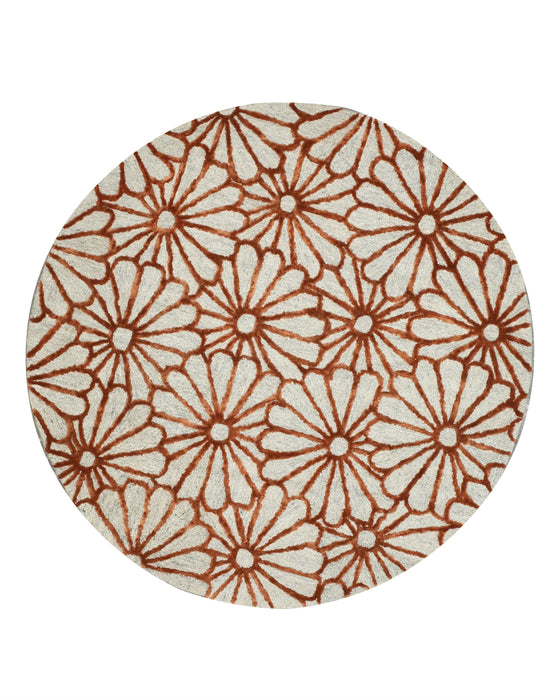 EORC Hand-tufted Wool & Viscose Beige Transitional Trellis Sunflower Rug