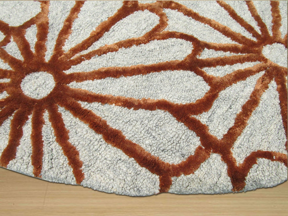 EORC Hand-tufted Wool & Viscose Beige Transitional Trellis Sunflower Rug