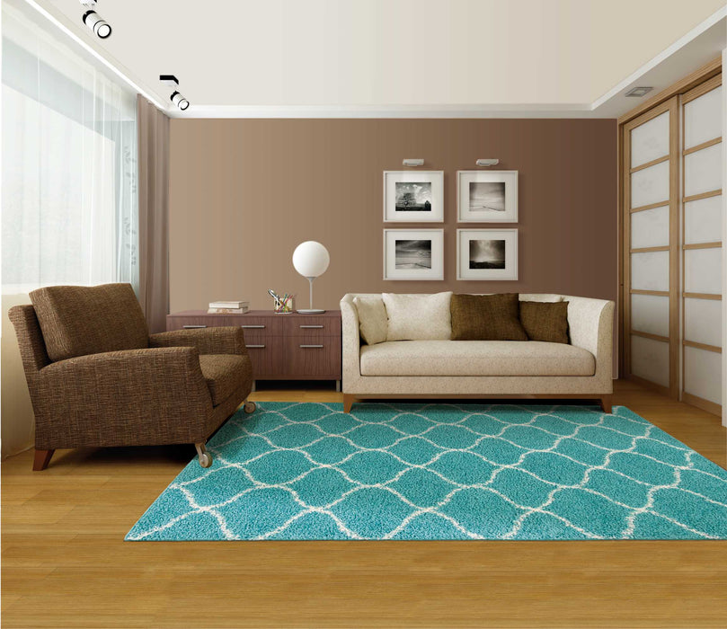 Nourison Windsor Teal Shag Area Rug