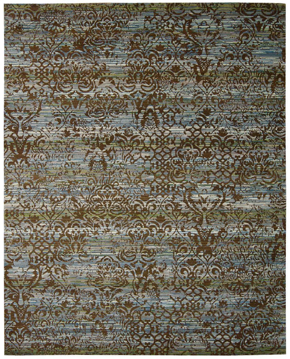 Nourison Rhapsody RH009 Blue/Moss Area Rug