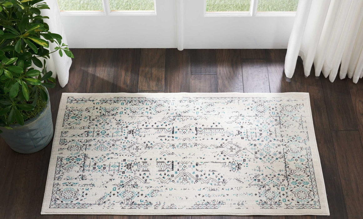 Nourison Silver Screen KI343 Ivory/Teal Area Rug