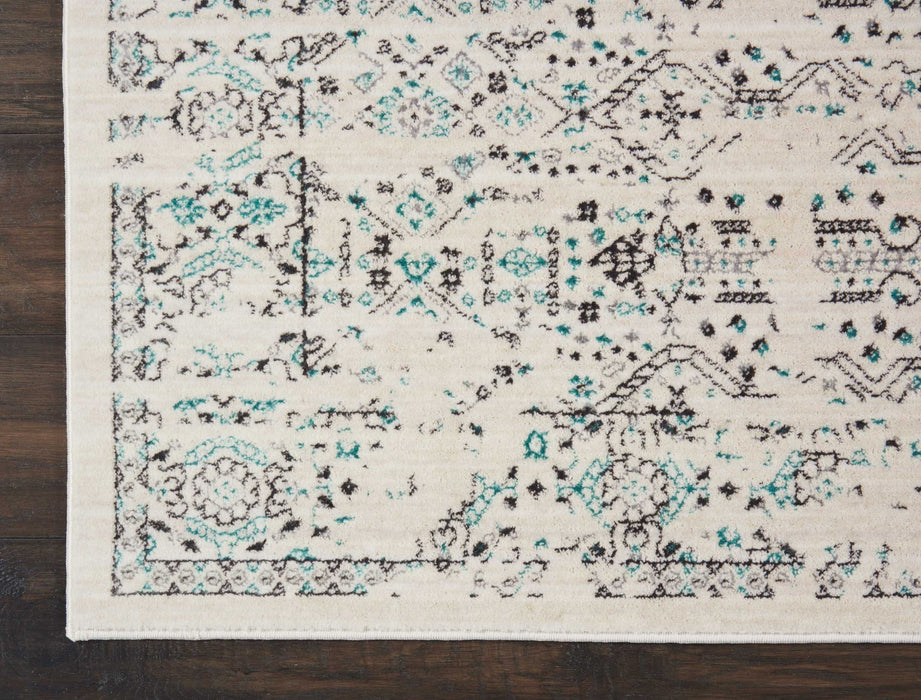 Nourison Silver Screen KI343 Ivory/Teal Area Rug