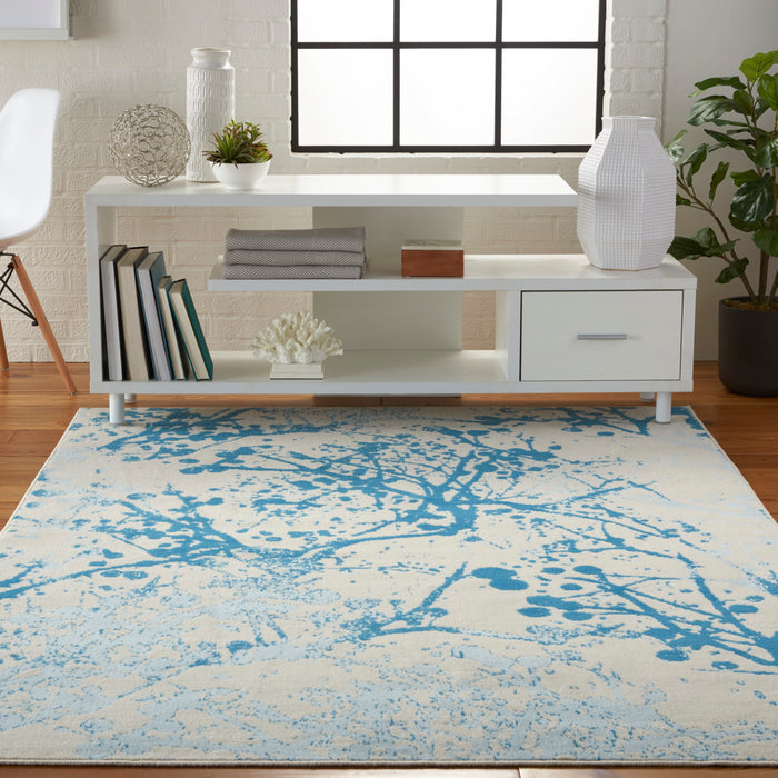 Nourison Jubilant JUB12 Ivory/Blue Area Rug