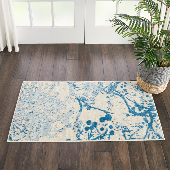 Nourison Jubilant JUB12 Ivory/Blue Area Rug