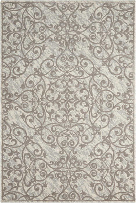 Nourison Damask DAS01 Ivory/Grey Area Rug