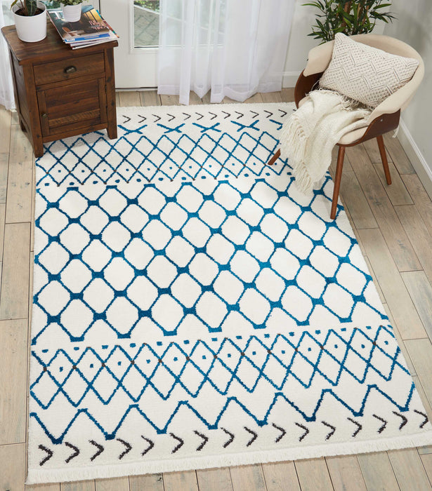 Nourison Kamala DS500 White/Blue Area Rug