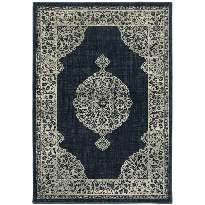 Linden 7937A Navy/Grey 5'3" x 7'6" Rug