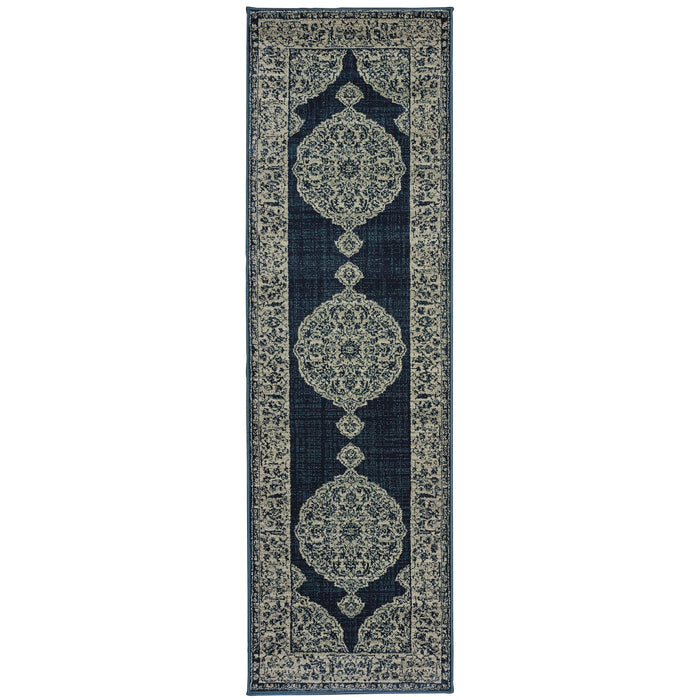 Linden 7937A Navy/Grey 5'3" x 7'6" Rug