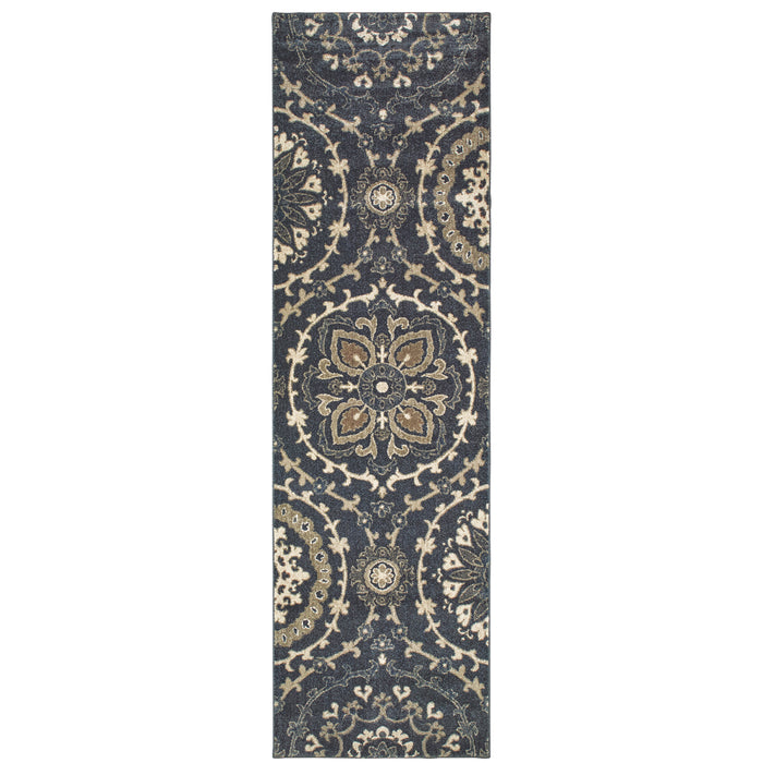 Richmond 008E3 Navy/Ivory 1'10" x 3' Rug