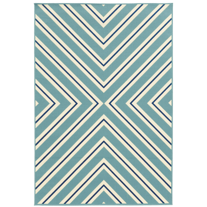 Riviera 4589J Blue/Ivory 1'9" x 3'9" Rug