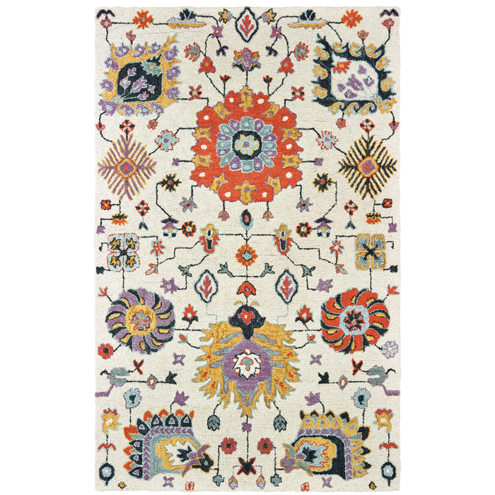 Zahra 75502 Ivory/Orange 3'6" x 5'6" Rug