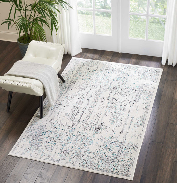 Nourison Silver Screen KI343 Ivory/Teal Area Rug