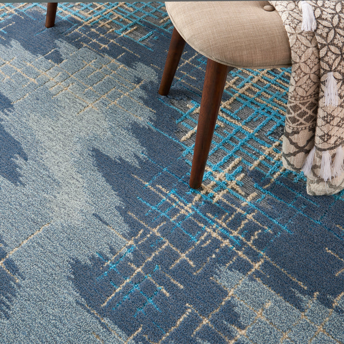 Nourison Symmetry SMM08 Blue/Beige Area Rug