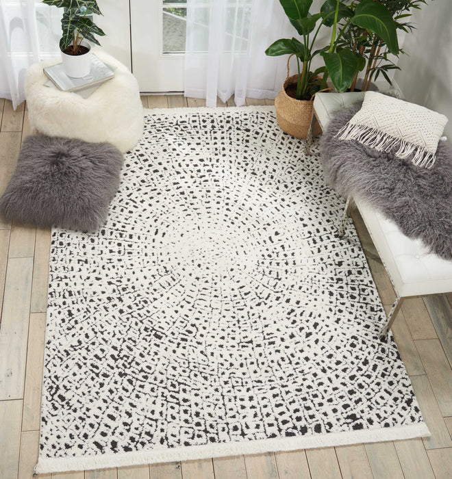 Nourison Kamala DS502 White/Black Area Rug