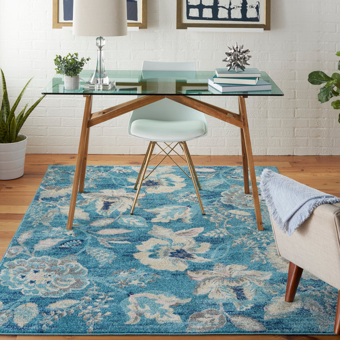 Nourison Tranquil TRA02 Turquoise Area Rug