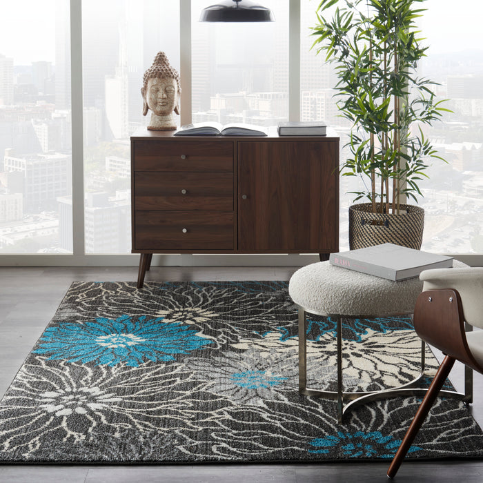 Nourison Passion PSN17 Charcoal/Blue Area Rug