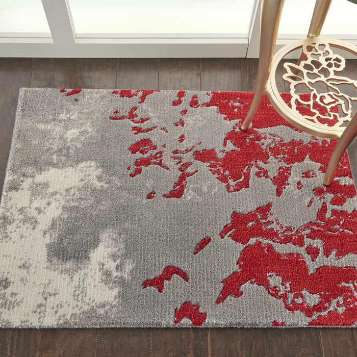 Nourison Twilight TWI21 Grey/Red Area Rug