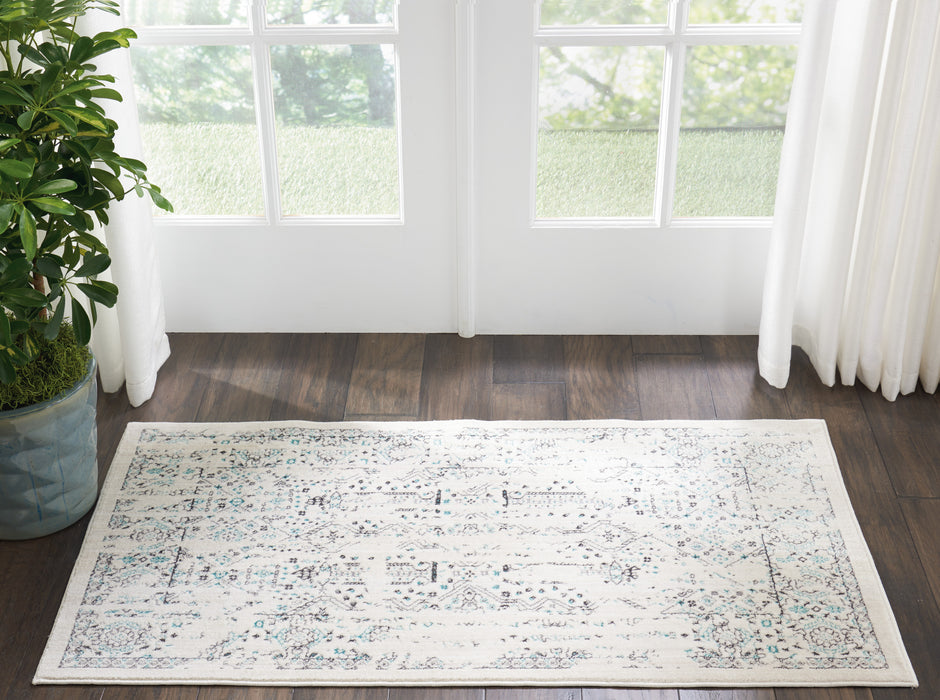 Nourison Silver Screen KI343 Ivory/Teal Area Rug