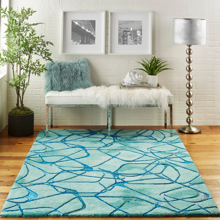 Nourison Symmetry SMM05 Aqua Blue Area Rug