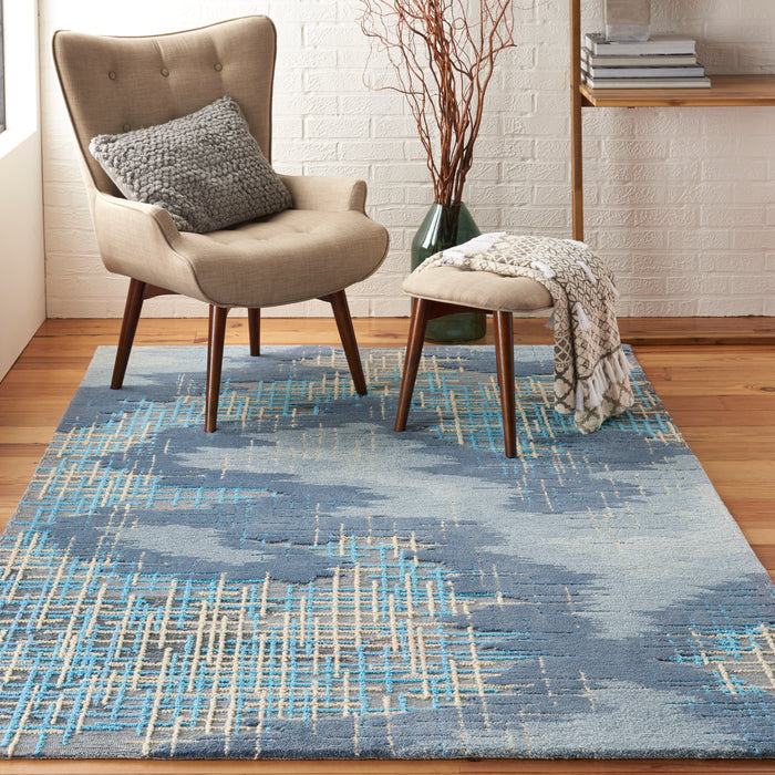 Nourison Symmetry SMM08 Blue/Beige Area Rug